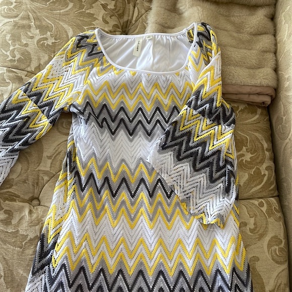white and gold chevron dress Herringbone Chevron A-Line Dress